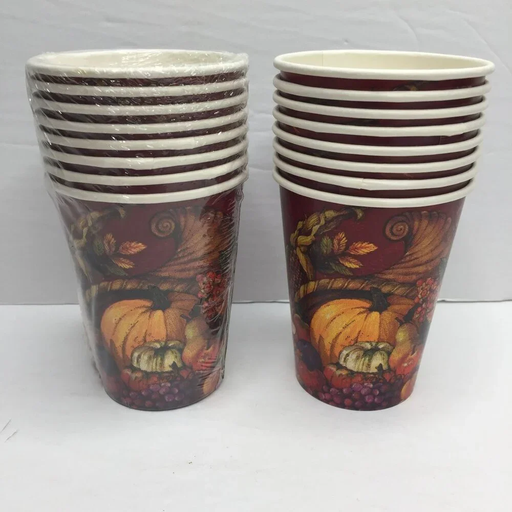 Thanksgiving Themed Turkey Paper Hot Cold Cups & Napkins Set